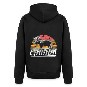 Kanada Schnee Nation Geschenk - Unisex Premium Bio Zip Hoodie - Schwarz - Hinten - Nico (187cm)