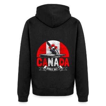 Kanada Elch Stolz Geschenk - Unisex Premium Bio Zip Hoodie - Schwarz - Hinten - Nico (187cm)