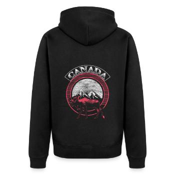 Kanada Ahorn Herkunft Geschenk - Unisex Premium Bio Zip Hoodie - Schwarz - Hinten - Nico (187cm)