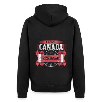 Kanada Schnee Herkunft Geschenkidee - Unisex Premium Bio Zip Hoodie - Schwarz - Hinten - Nico (187cm)