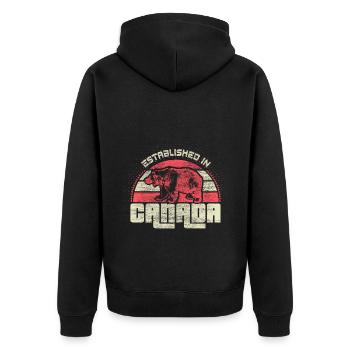 Kanada Ahorn Herkunft - Unisex Premium Bio Zip Hoodie - Schwarz - Hinten - Nico (187cm)