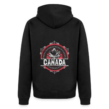 Kanada Elch Staat - Unisex Premium Bio Zip Hoodie - Schwarz - Hinten - Nico (187cm)
