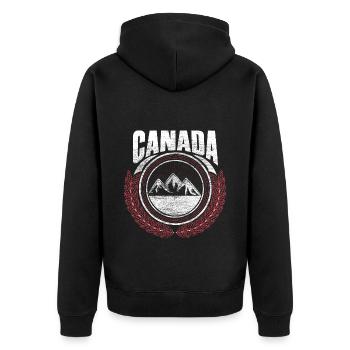 Kanada Elch Herkunft Geschenk - Unisex Premium Bio Zip Hoodie - Schwarz - Hinten - Nico (187cm)