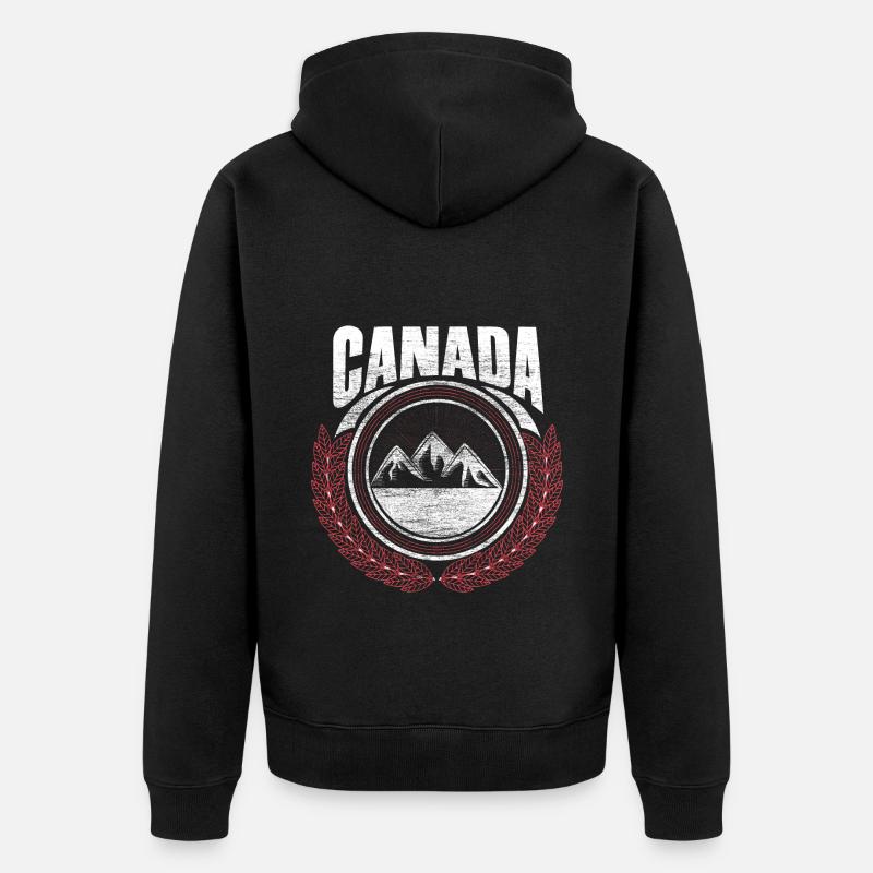 Kanada Elch Herkunft Geschenk - Unisex Premium Bio Zip Hoodie - Schwarz