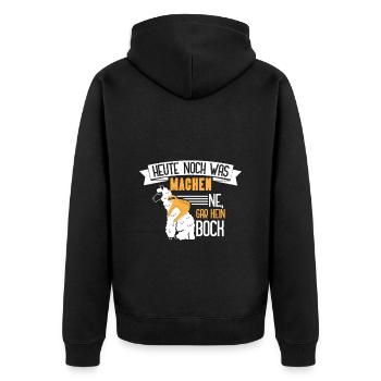 Faulenzen Chillen lustiges Motiv Faultier Spruch - Unisex Premium Bio Zip Hoodie - Schwarz - Hinten - Nico (187cm)