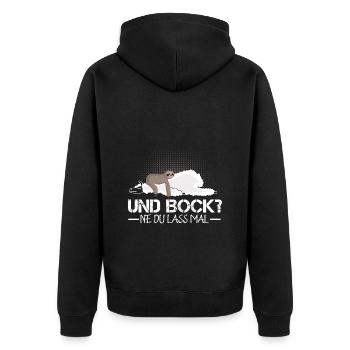 Faulenzen Chillen lustiges Motiv Faultier Spruch - Unisex Premium Bio Zip Hoodie - Schwarz - Hinten - Nico (187cm)