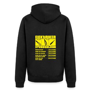 Lustiges Elektriker Shirt Stundenlohn Geschenk - Unisex Premium Bio Zip Hoodie - Schwarz - Hinten - Nico (187cm)