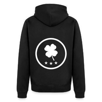Clover Symbol - Unisex Premium Organic Zip Hoodie - black - Back - Nico (187cm)
