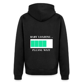 Baby loading please wait Geschenkidee schwanger - Unisex Premium Bio Zip Hoodie - Schwarz - Hinten - Nico (187cm)