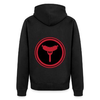 Sausage fork - Unisex Premium Organic Zip Hoodie - black - Back - Nico (187cm)