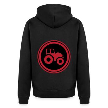 Traktor Symbol - Unisex Premium Bio Zip Hoodie - Schwarz - Hinten - Nico (187cm)