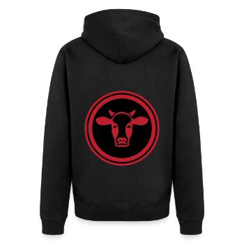 Kuh Kopf Symbol - Unisex Premium Bio Zip Hoodie - Schwarz - Hinten - Nico (187cm)