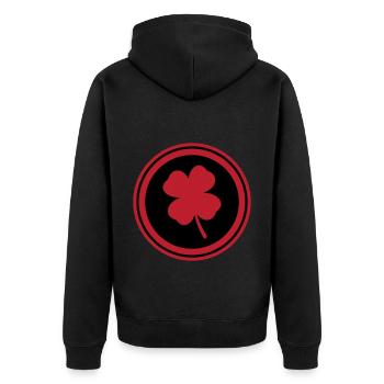Clover Symbol - Unisex Premium Organic Zip Hoodie - black - Back - Nico (187cm)