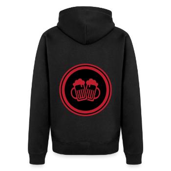 Bierglas Symbol - Unisex Premium Bio Zip Hoodie - Schwarz - Hinten - Nico (187cm)