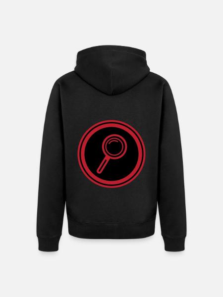 Magnifying glass icon - Unisex Premium Organic Zip Hoodie - black
