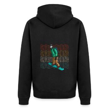 Snowboarding Ski - Unisex Premium Bio Zip Hoodie - Schwarz - Hinten - Nico (187cm)