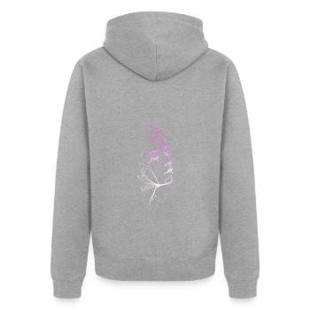 Trash-Line-Kunst-Frauengesicht - Unisex Premium Bio Zip Hoodie - Grau meliert - Hinten - Nico (187cm)