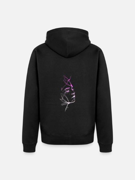 Trash-Line-Kunst-Frauengesicht - Unisex Premium Bio Zip Hoodie - Schwarz