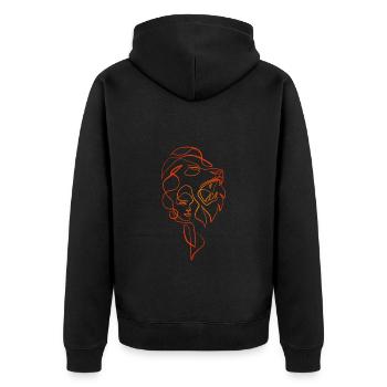 Lion Einzeilige Kunst - Unisex Premium Bio Zip Hoodie - Schwarz - Hinten - Nico (187cm)