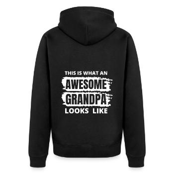Awesome Grandpa Funny Quotes - Unisex Premium Organic Zip Hoodie - black - Back - Nico (187cm)