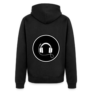 Kopfhörer Musik Symbol - Unisex Premium Bio Zip Hoodie - Schwarz - Hinten - Nico (187cm)