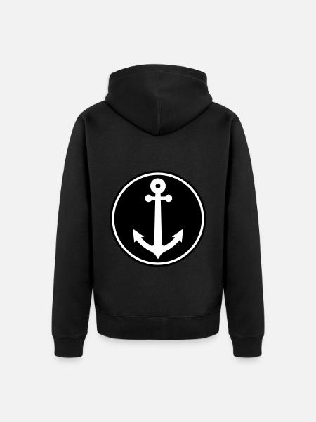 Anchor Captain Symbol - Unisex Premium Organic Zip Hoodie - black