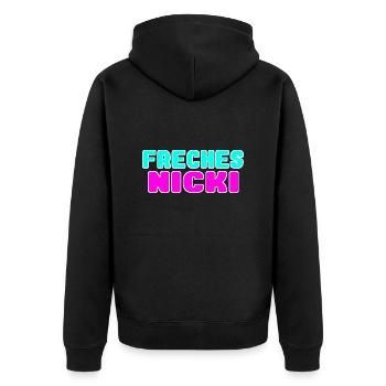 freches nicki neon Farben - Unisex Premium Bio Zip Hoodie - Schwarz - Hinten - Nico (187cm)