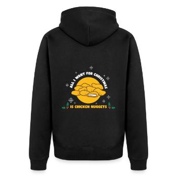 Womens Chicken Nuggets Ugly Christmas - Unisex Premium Bio Zip Hoodie - Schwarz - Hinten - Nico (187cm)