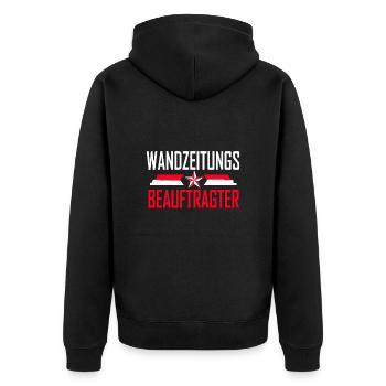 wandzeitungsbeauftragter - Unisex Premium Bio Zip Hoodie - Schwarz - Hinten - Nico (187cm)