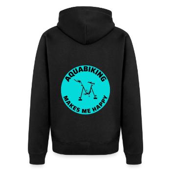 Aqua Cycling Schwimmbad Fitness Training Coach - Unisex Premium Bio Zip Hoodie - Schwarz - Hinten - Nico (187cm)