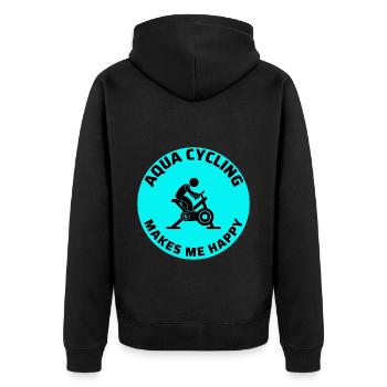Aqua Cycling Schwimmbad Fitness Training Coach - Unisex Premium Bio Zip Hoodie - Schwarz - Hinten - Nico (187cm)