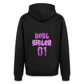 Best sister 01 - Unisex Premium Organic Zip Hoodie - black - Back - Nico (187cm)