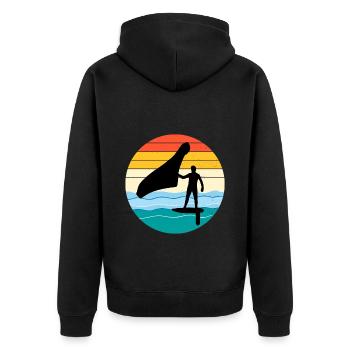 Wing Foiling Hydrofoil Surfing Surf Water Sport - Unisex Premium Organic Zip Hoodie - black - Back - Nico (187cm)