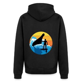 Wing Foiling Hydrofoil Surfing Surf Water Sport - Unisex Premium Organic Zip Hoodie - black - Back - Nico (187cm)