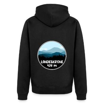 Landeskrone Sachsen Görlitz - Unisex Premium Bio Zip Hoodie - Schwarz - Hinten - Nico (187cm)