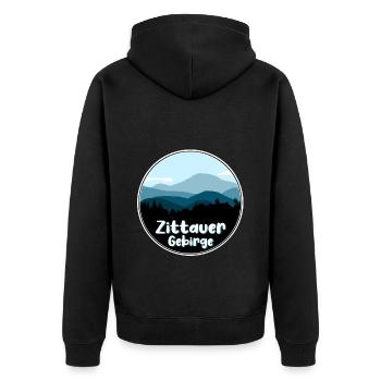 Zittauer Gebirge - Unisex Premium Bio Zip Hoodie - Schwarz - Hinten - Nico (187cm)