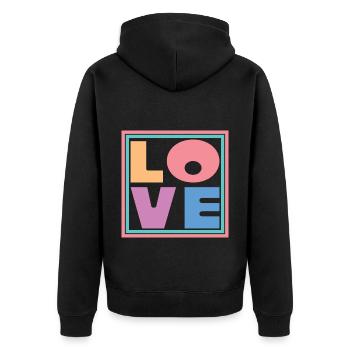 Cool Colorful Love Square Gift Men Women & Kids - Unisex Premium Organic Zip Hoodie - black - Back - Nico (187cm)