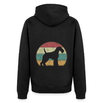 Welsh Terrier Vintage Retro - Unisex Premium Organic Zip Hoodie - black - Back - Nico (187cm)