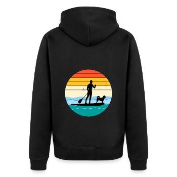 Paddleboarding Paddleboard Paddel Wassersport Hund - Unisex Premium Bio Zip Hoodie - Schwarz - Hinten - Nico (187cm)