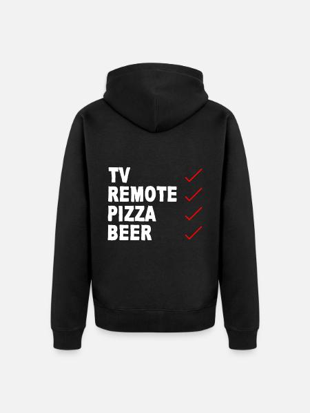 Tv Télécommande Pizza Bière 2 - Veste à capuche bio Premium Unisexe - noir