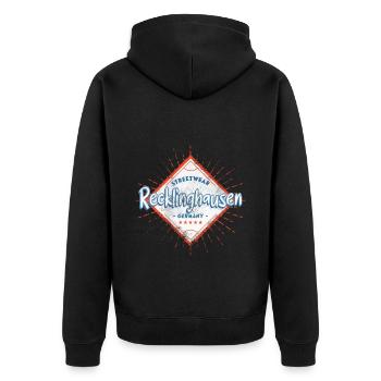 Recklinghausen Deutschland Stadt Skyline Heimat - Unisex Premium Bio Zip Hoodie - Schwarz - Hinten - Nico (187cm)