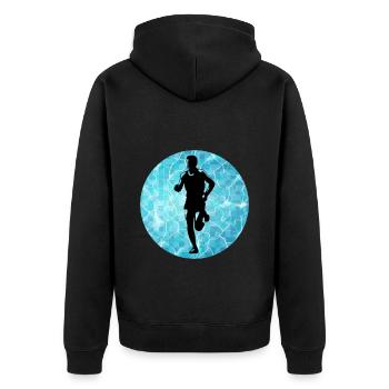 Deep Water Aqua jogging Pool Running Fitness - Unisex Premium Organic Zip Hoodie - black - Back - Nico (187cm)