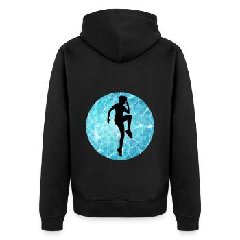 Deep Water Aqua jogging Pool Running Fitness - Unisex Premium Organic Zip Hoodie - black - Back - Nico (187cm)