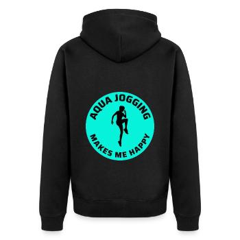 Deep Water Aqua jogging Pool Running Fitness - Unisex Premium Organic Zip Hoodie - black - Back - Nico (187cm)