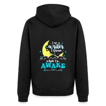 Author Hobby Library Authors - Unisex Premium Organic Zip Hoodie - black - Back - Nico (187cm)