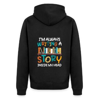 Author Writing Literature Book Author - Unisex Premium Organic Zip Hoodie - black - Back - Nico (187cm)