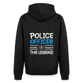 Polizist Tatort Sicherheit - Unisex Premium Bio Zip Hoodie - Schwarz - Hinten - Nico (187cm)