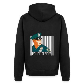 Polizist Tatort Kriminalität Uniform - Unisex Premium Bio Zip Hoodie - Schwarz - Hinten - Nico (187cm)