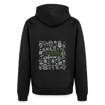 Kakteen Stachelig Garten Humor - Unisex Premium Bio Zip Hoodie - Schwarz - Hinten - Nico (187cm)