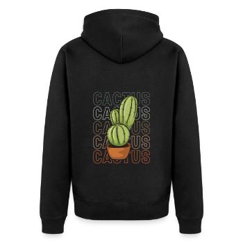 Kakteen Stacheln Natur Urlaub - Unisex Premium Bio Zip Hoodie - Schwarz - Hinten - Nico (187cm)